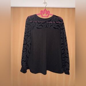 SHEIN Black Sheen Bats, Moons, Cross Patterned Long Sleeve Top
